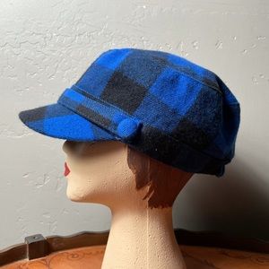 Black and Blue Buffalo Plaid Newsboy Cap